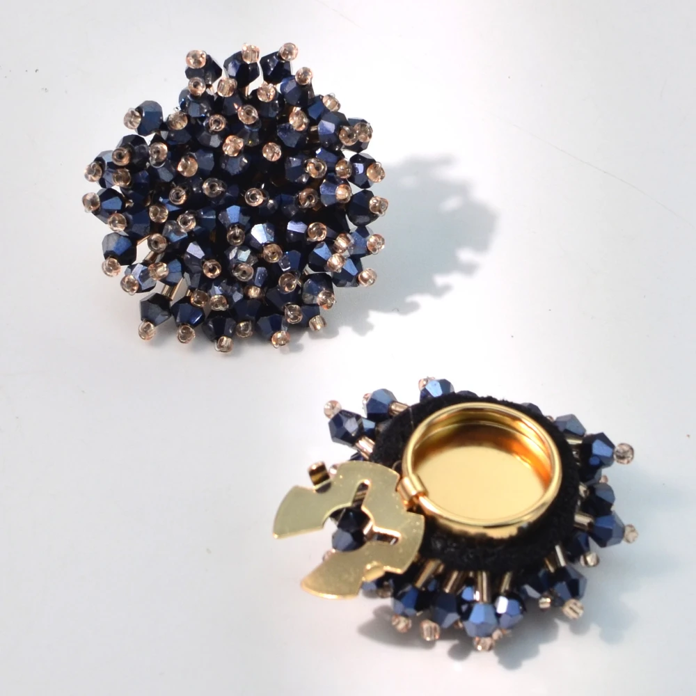 Women'S Fashion Q - 2PCS Elegant Button Covers Handmade Beaded