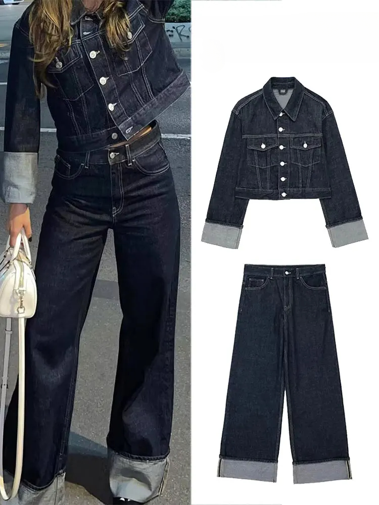 Women'S Fashion Denim Jacket - Women's Fashion Suit Retro Splicing Single-breasted
