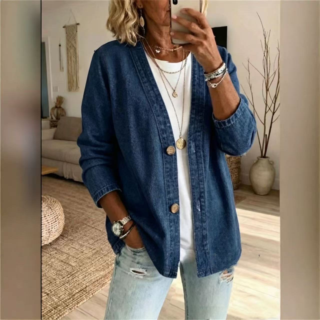 Women Spring Autumn Denim Card - Women'S Fashion Denim Jacket recension och pris