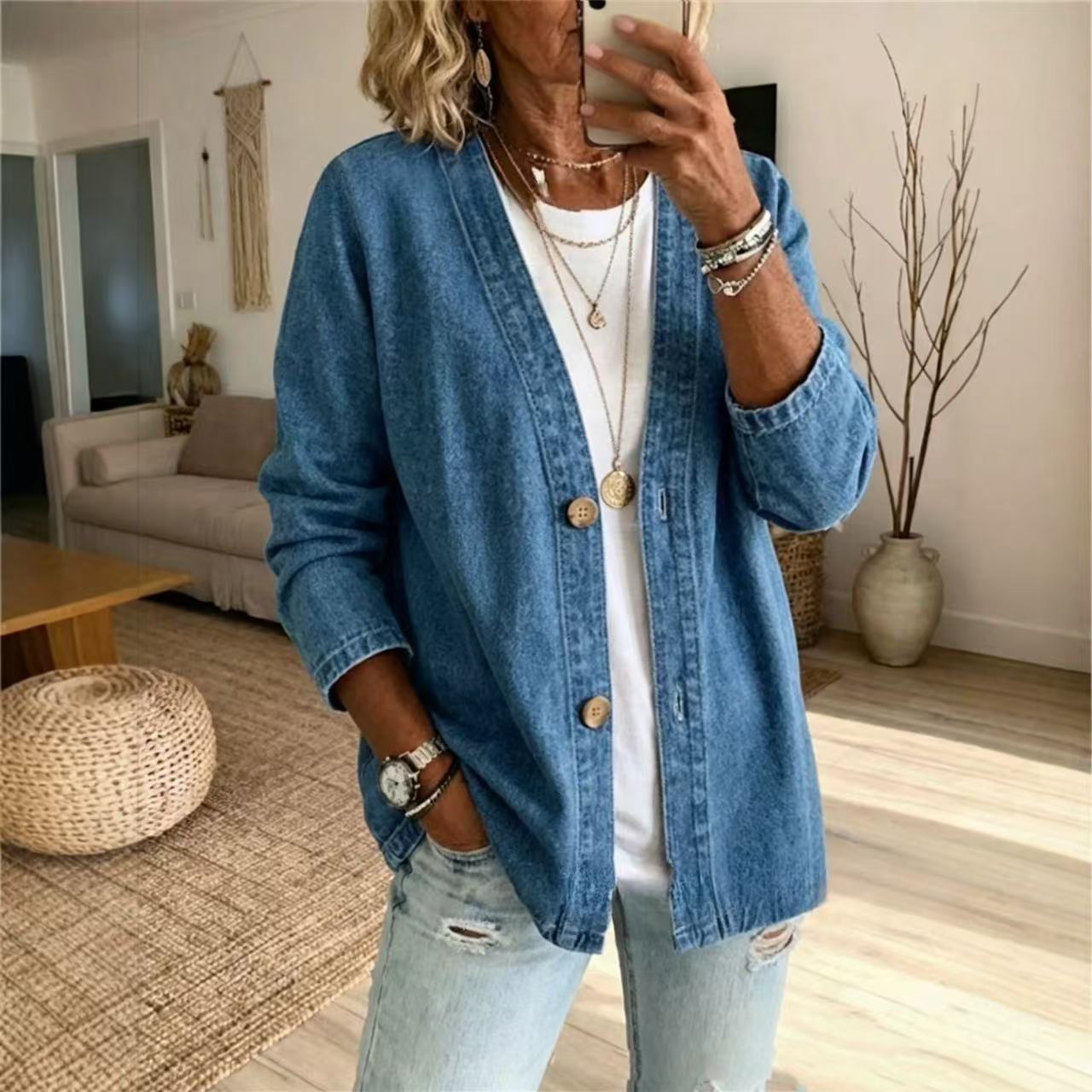 Women Spring Autumn Denim Card - Women'S Fashion Denim Jacket recension och pris