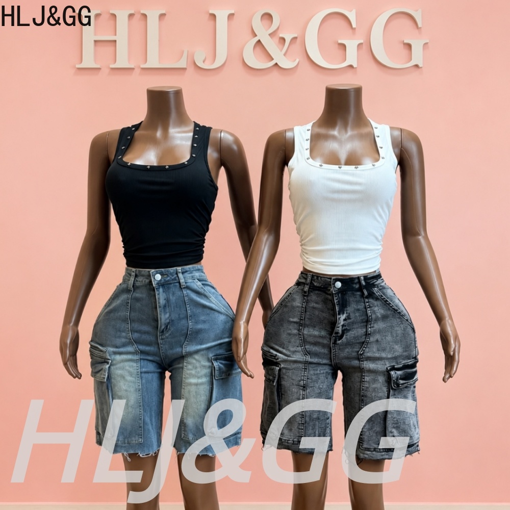 HLJ&GG Fashion Denim Pocket St - Women Fashion Jeans Top recension och pris