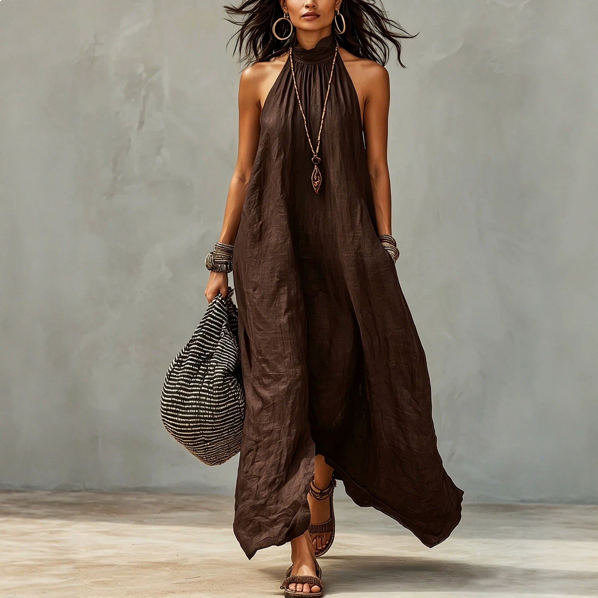 Halter Neck Long Dress Women B - Maxi Dress Boho recension och pris