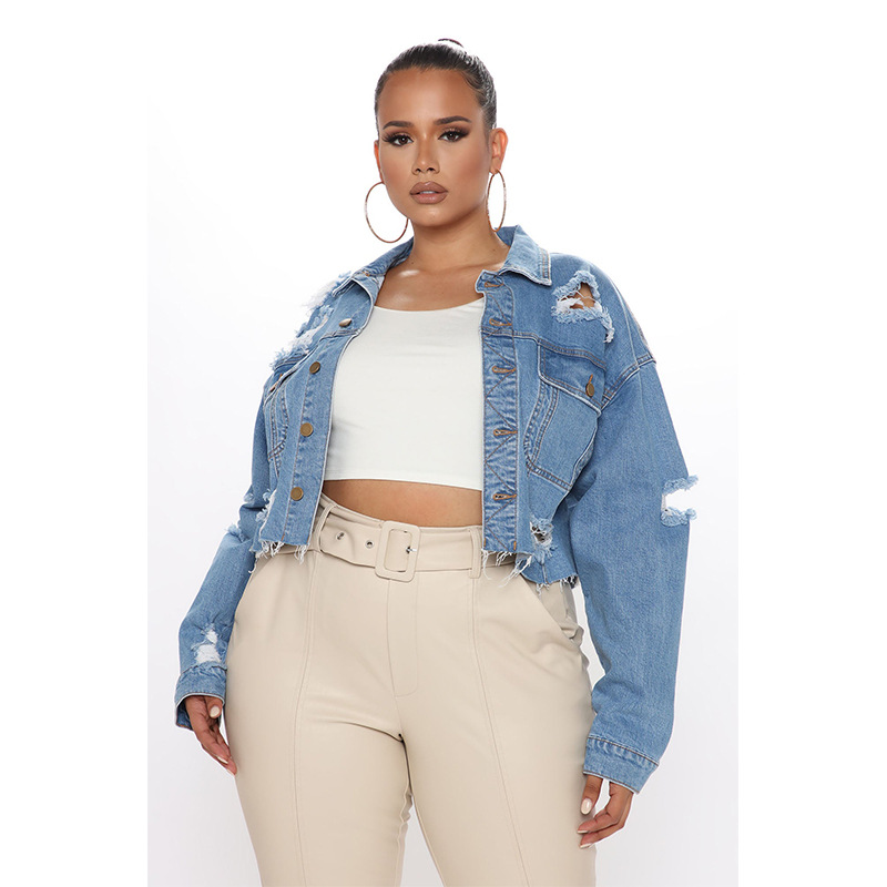 Washed Ripped Denim Short Jack - Women'S Fashion Denim Jacket recension och pris