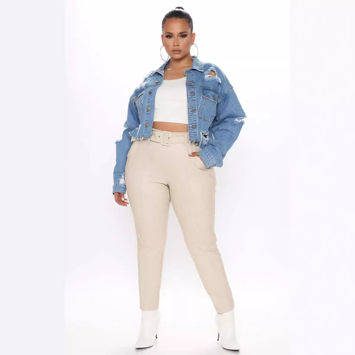 Washed Ripped Denim Short Jack - Women'S Fashion Denim Jacket recension och pris