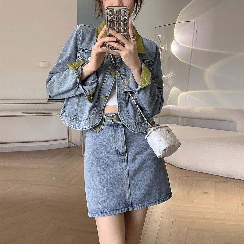 Denim Coats Mini Skirts Two Pi - Women'S Fashion Denim Jacket recension och pris