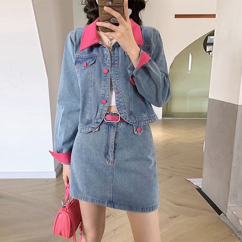 Denim Coats Mini Skirts Two Pi - Women'S Fashion Denim Jacket recension och pris
