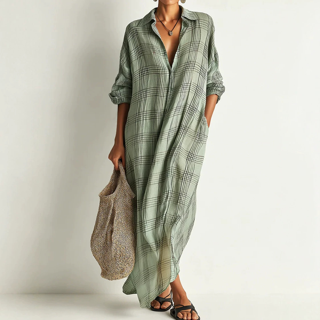 Printed Linen Cotton Midi Dres - Maxi Dress Boho recension och pris
