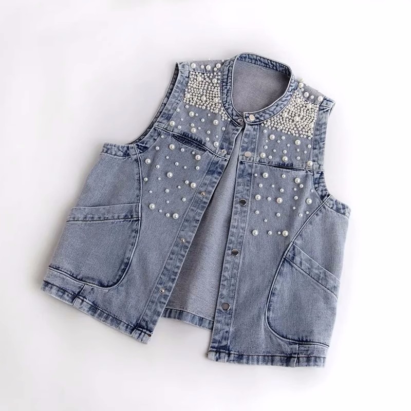 2023 New Summer Women's Beaded - Women Fashion Jeans Top recension och pris