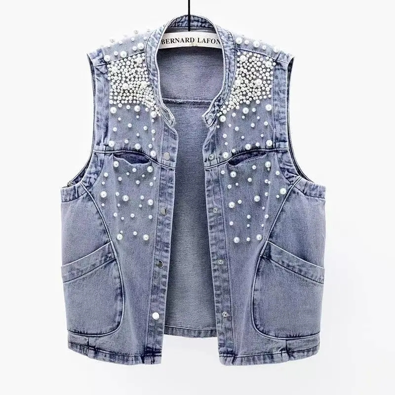 2023 New Summer Women's Beaded - Women Fashion Jeans Top recension och pris